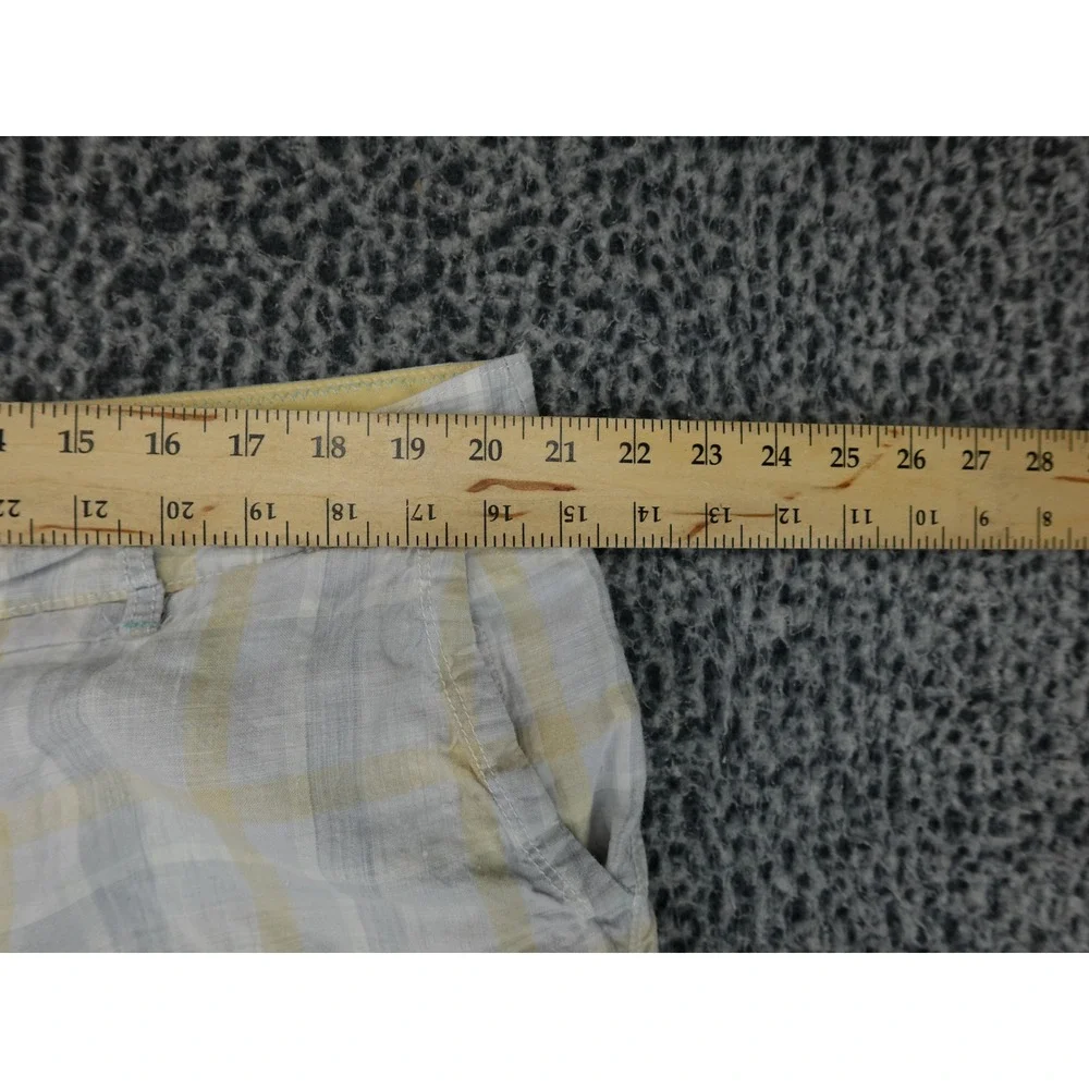 Tommy Bahama Relax Shorts Mens 40 Blue Yellow‎ Plaid 100% Linen Casual Cargo